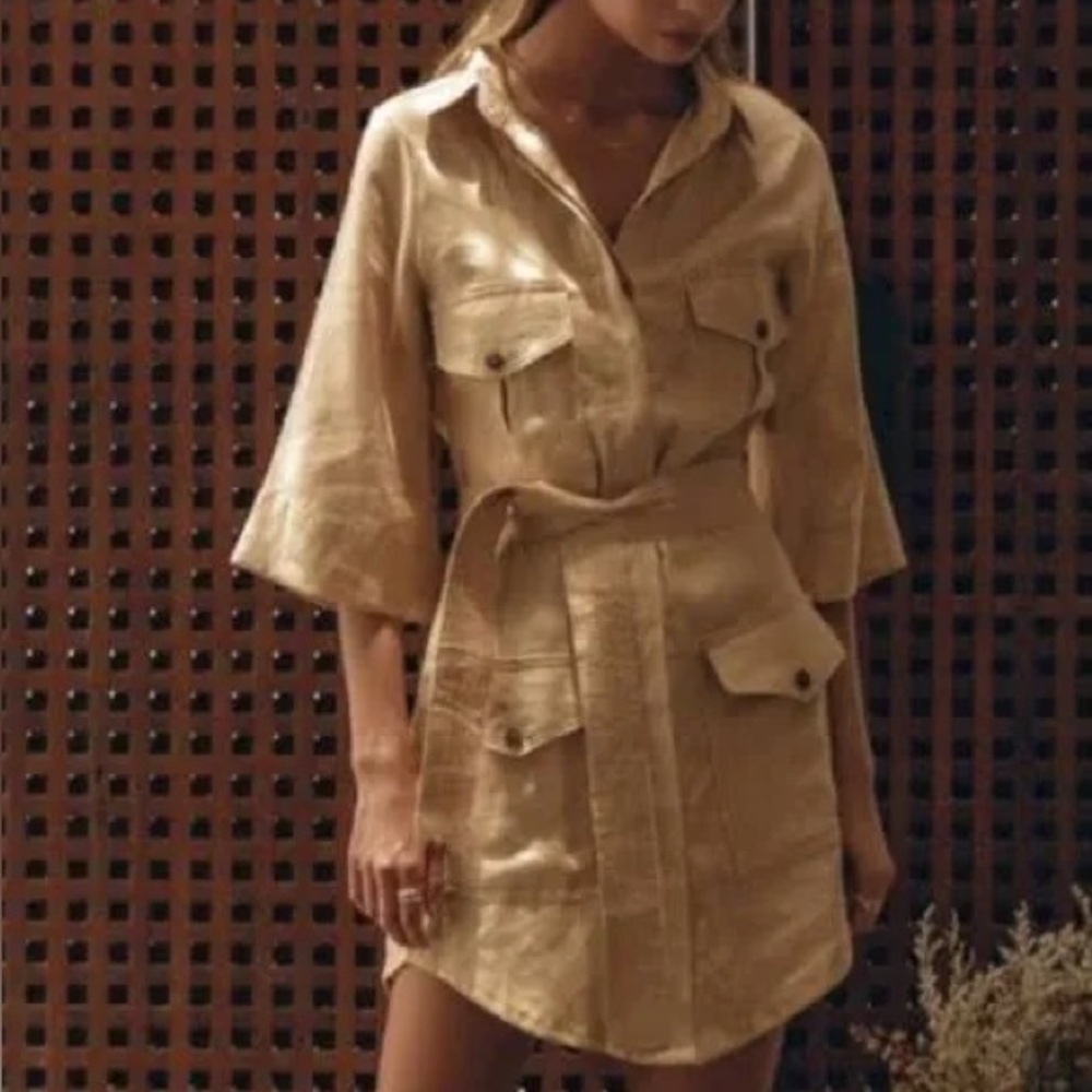 pampelone linen dress with belt M